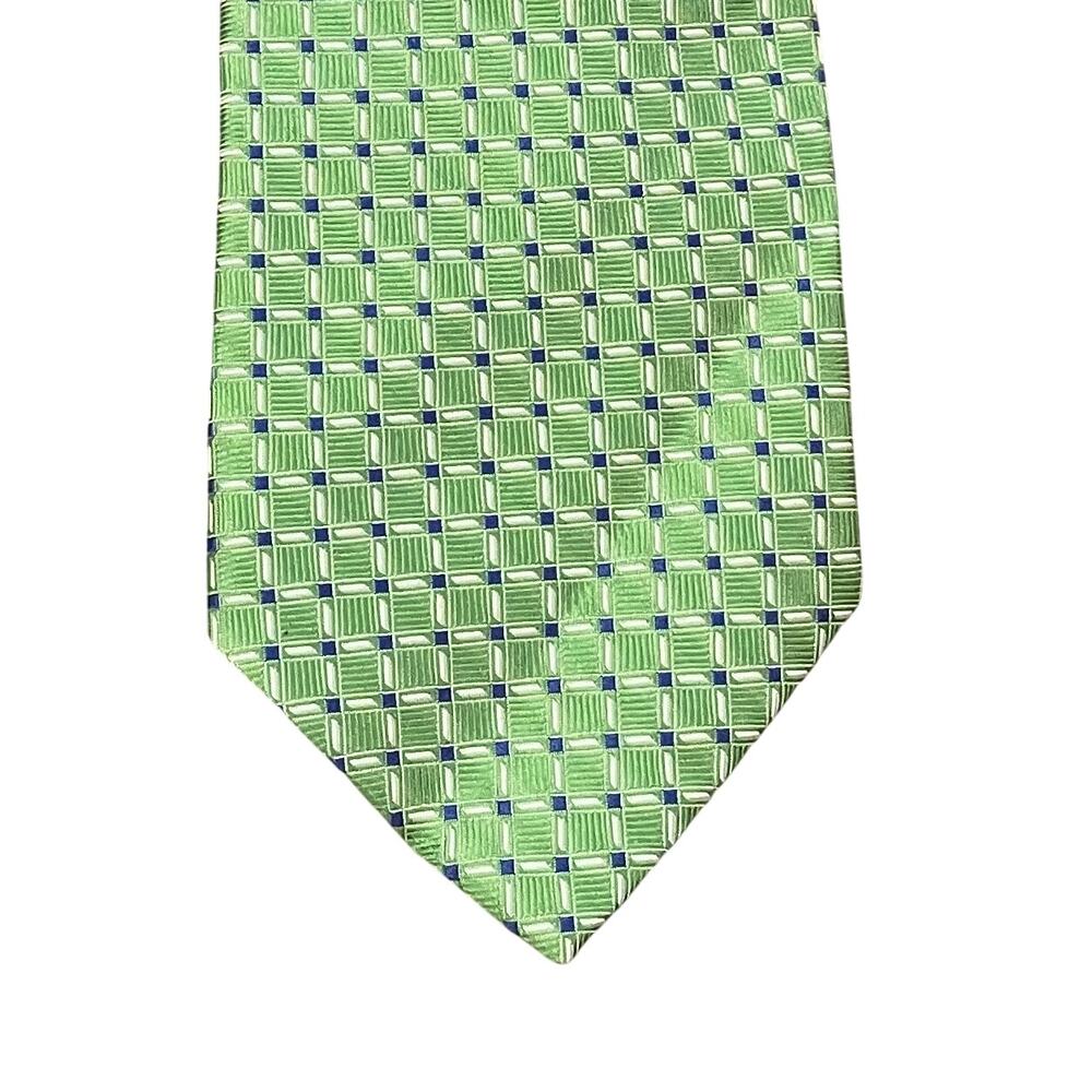 Brooks Brothers 346 Green Silk Tie, Allover Print, Made in USA,  58"